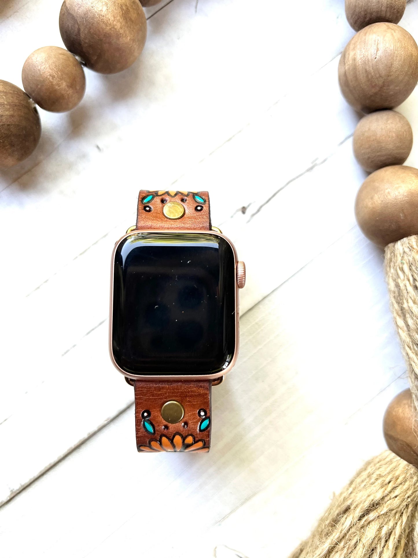 Large Sunflowers Leather Smart Watch Band