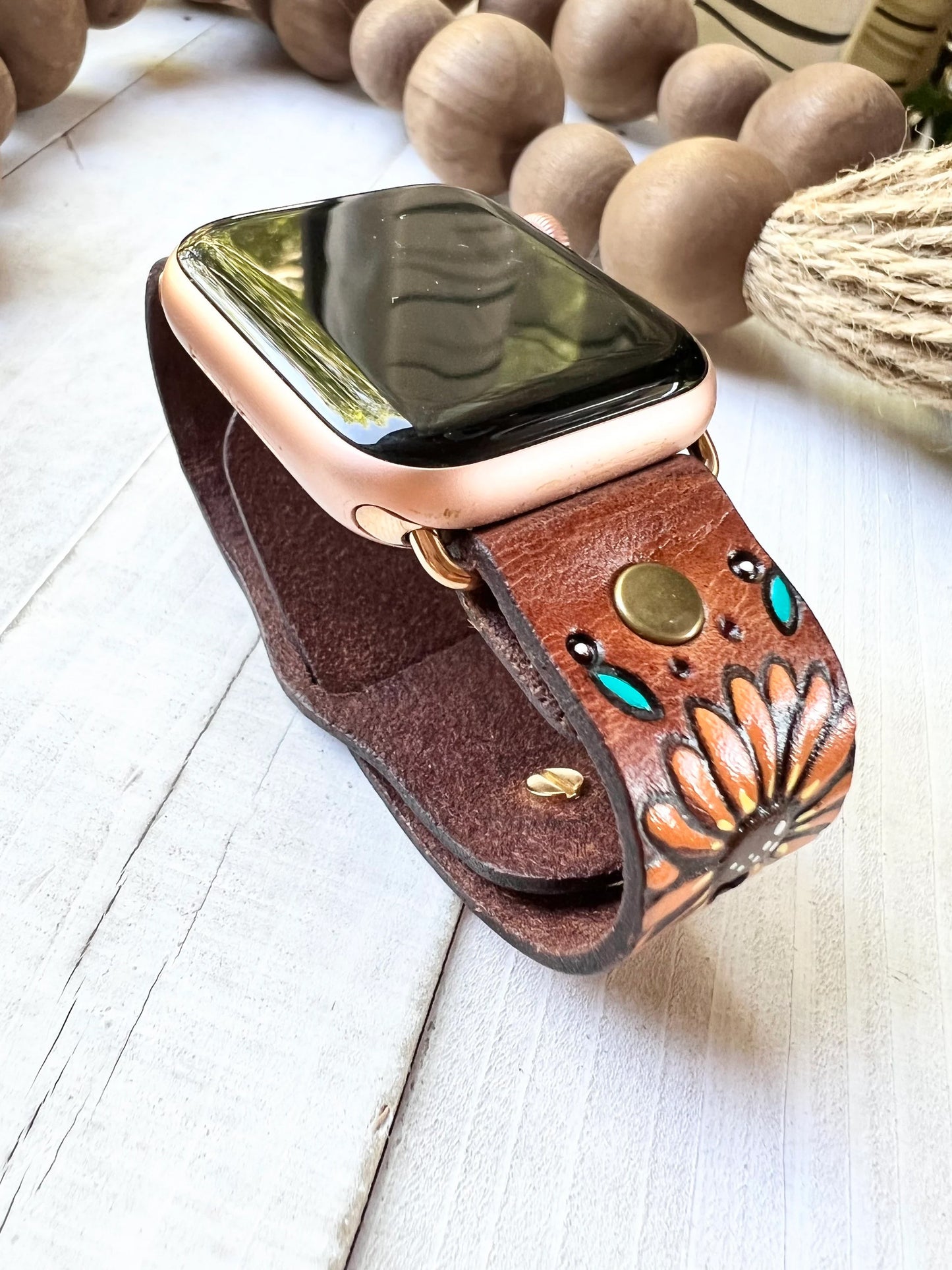 Large Sunflowers Leather Smart Watch Band