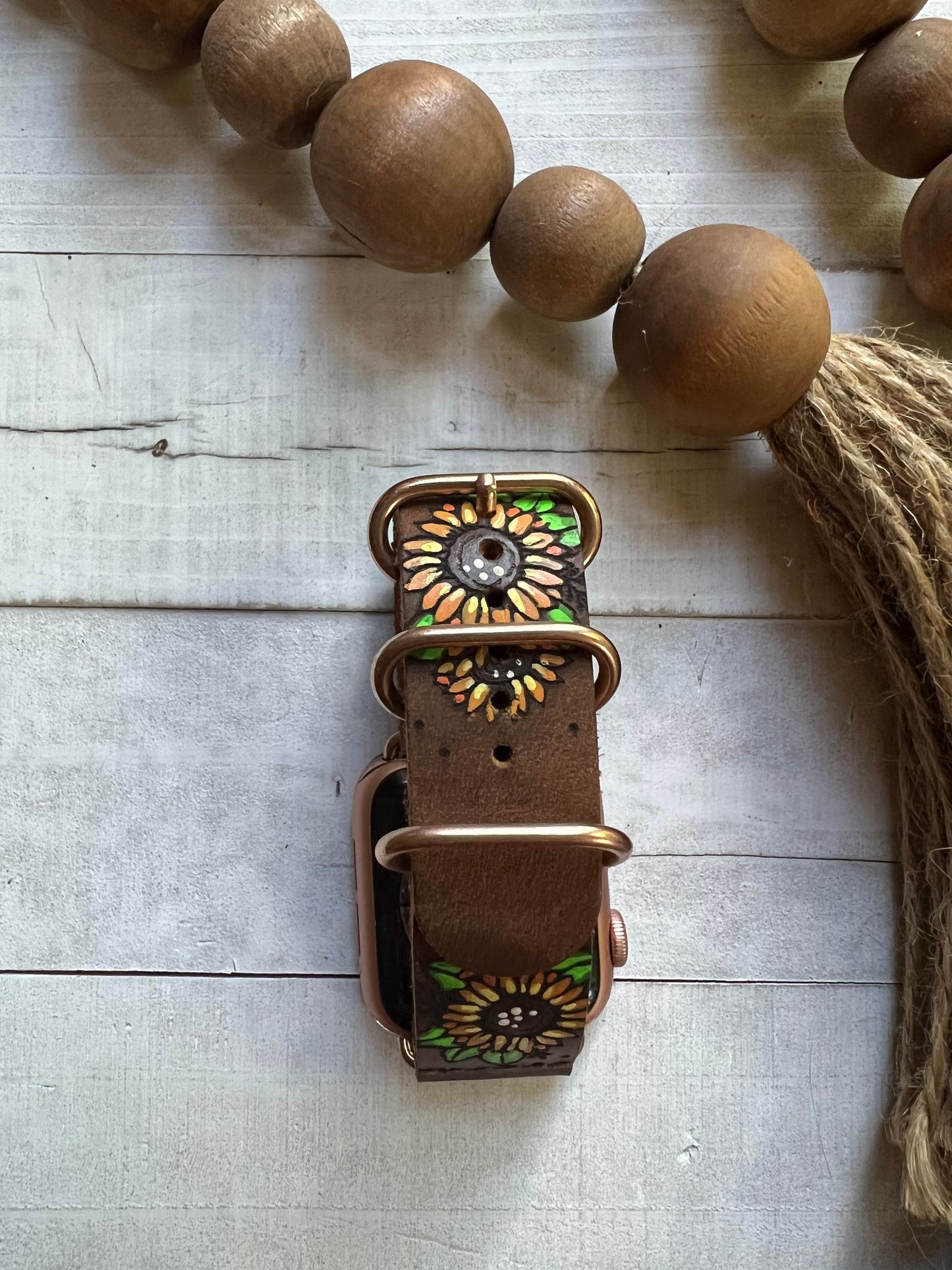 Sunflowers Leather Smart Watch Band