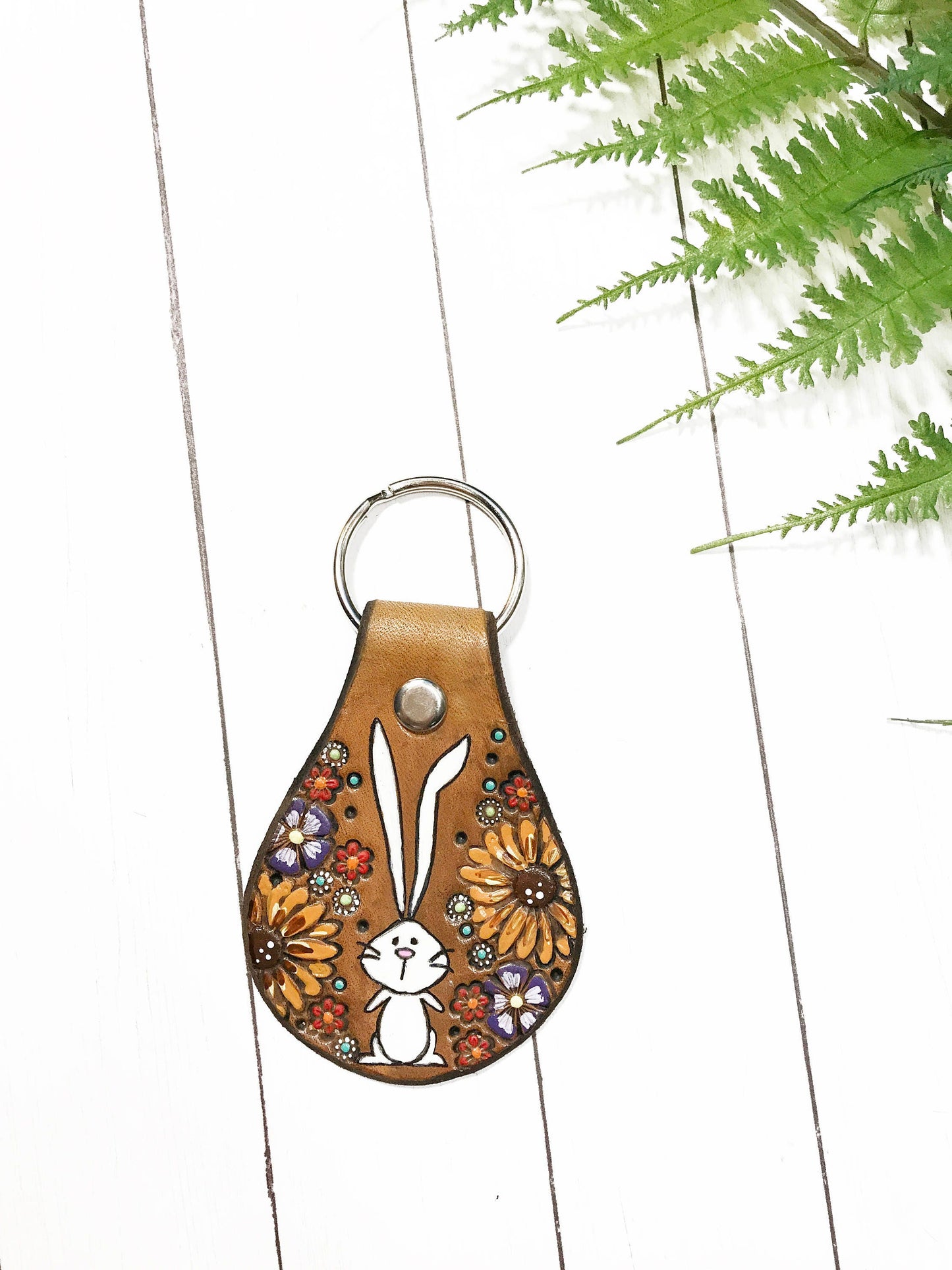 Painted Bunny Key Ring