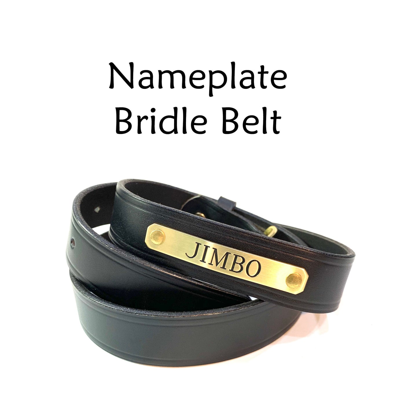 Bridle Leather Brass Nameplate Belt
