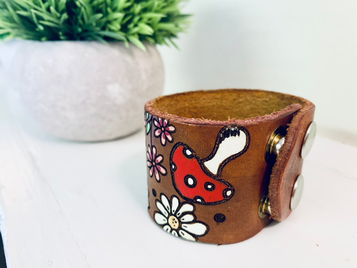 Hippie Volkswagen Bus Style Leather Cuff