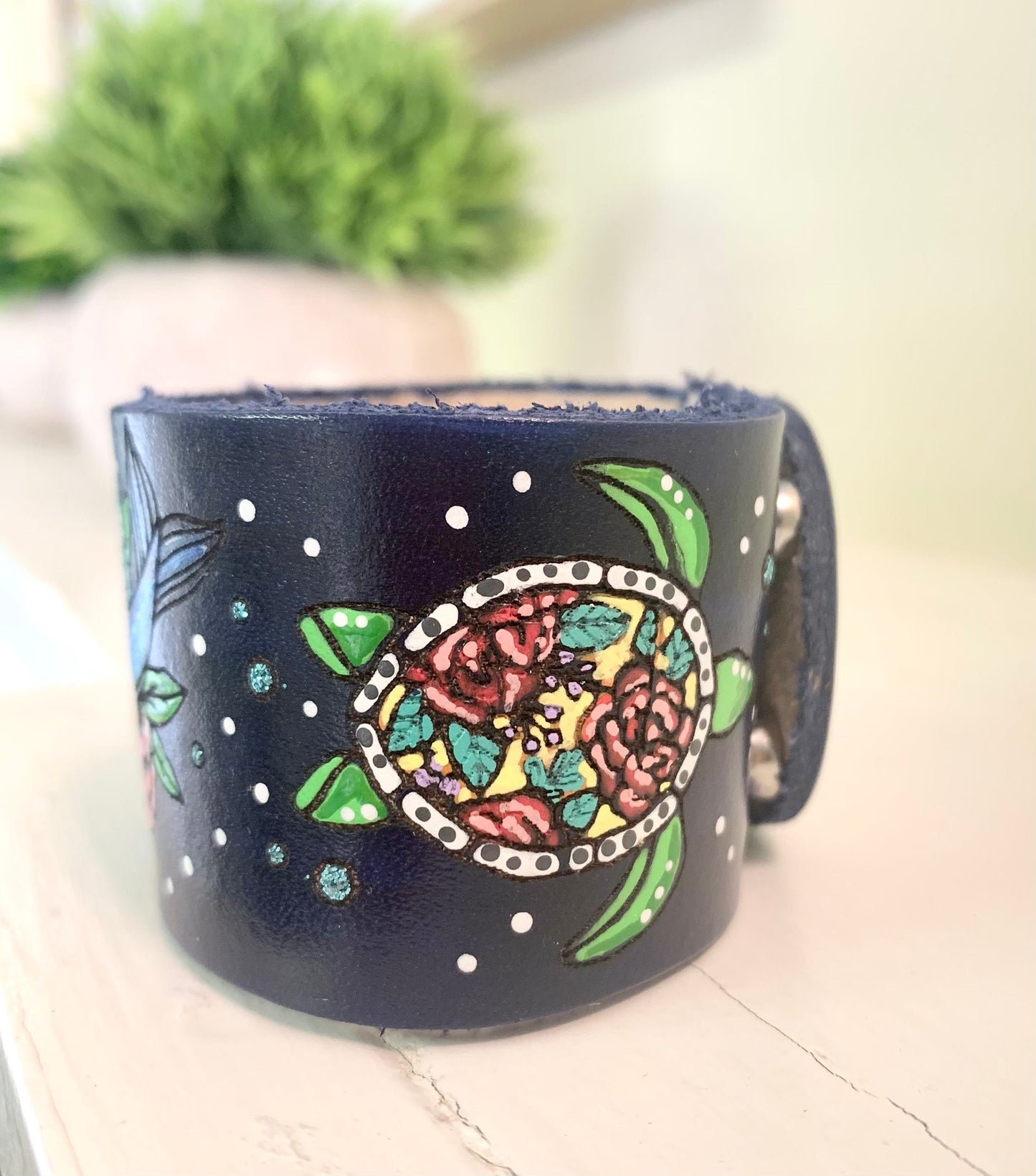 Tropical Beach Leather Cuff