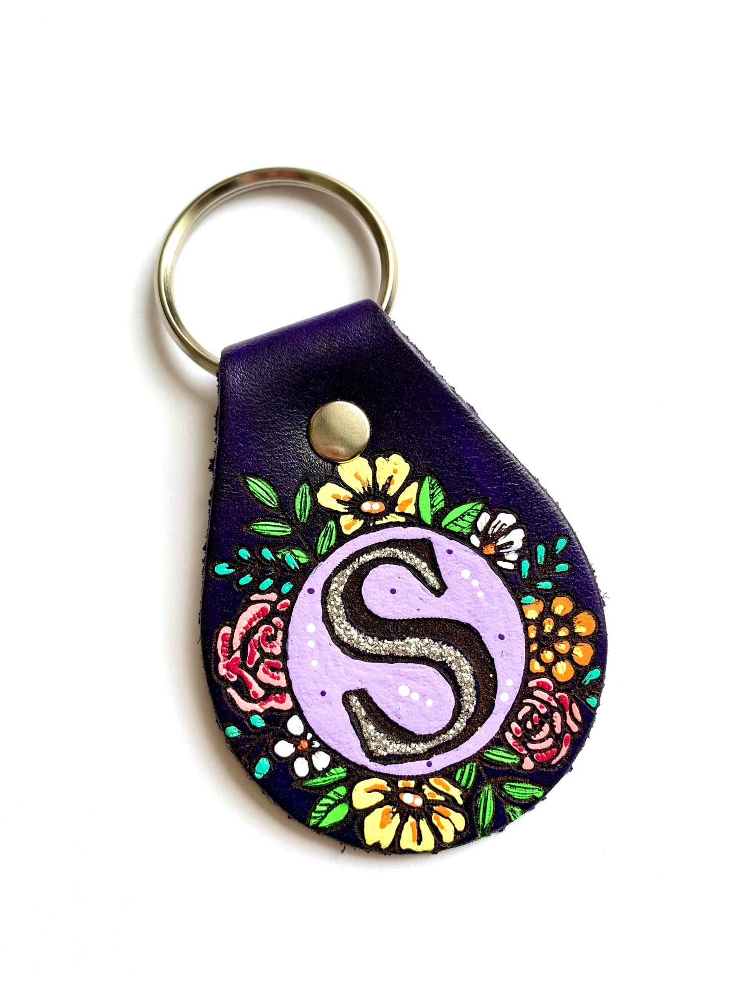 Monogram Floral Key Ring