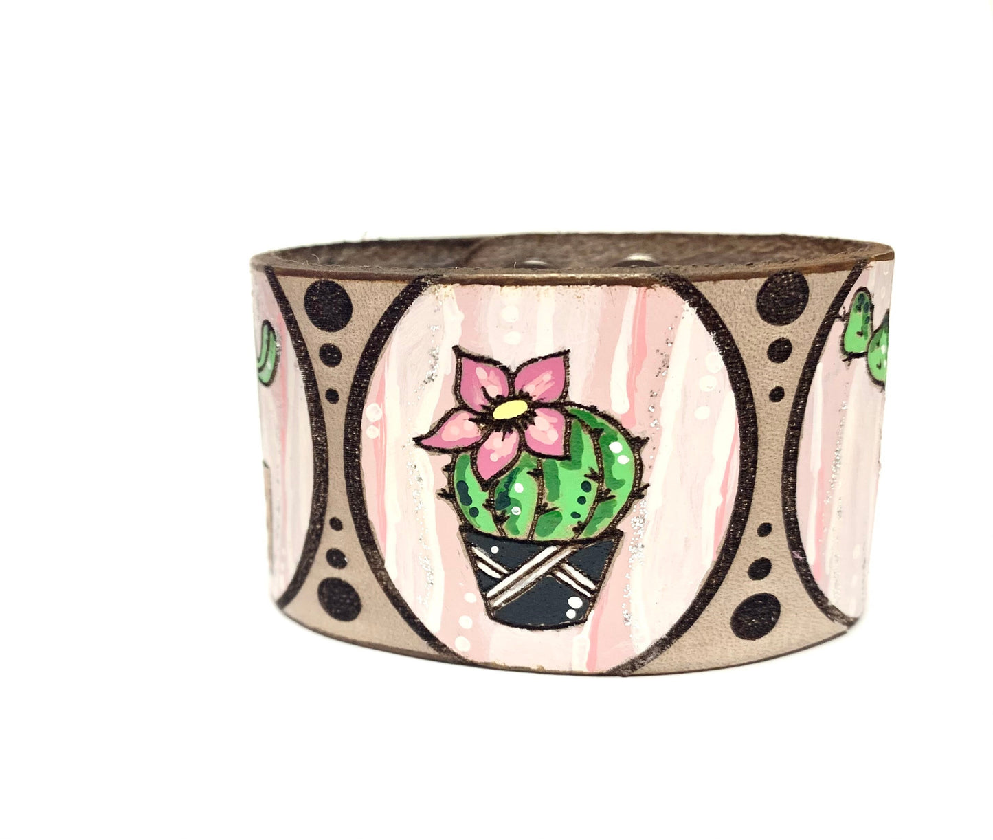 Desert Cactus Style Leather Cuff