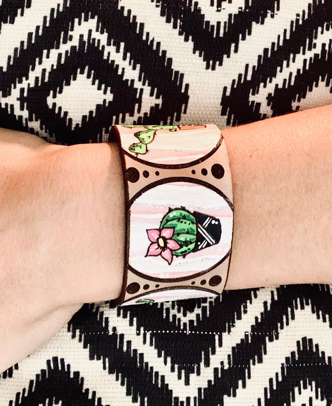Desert Cactus Style Leather Cuff