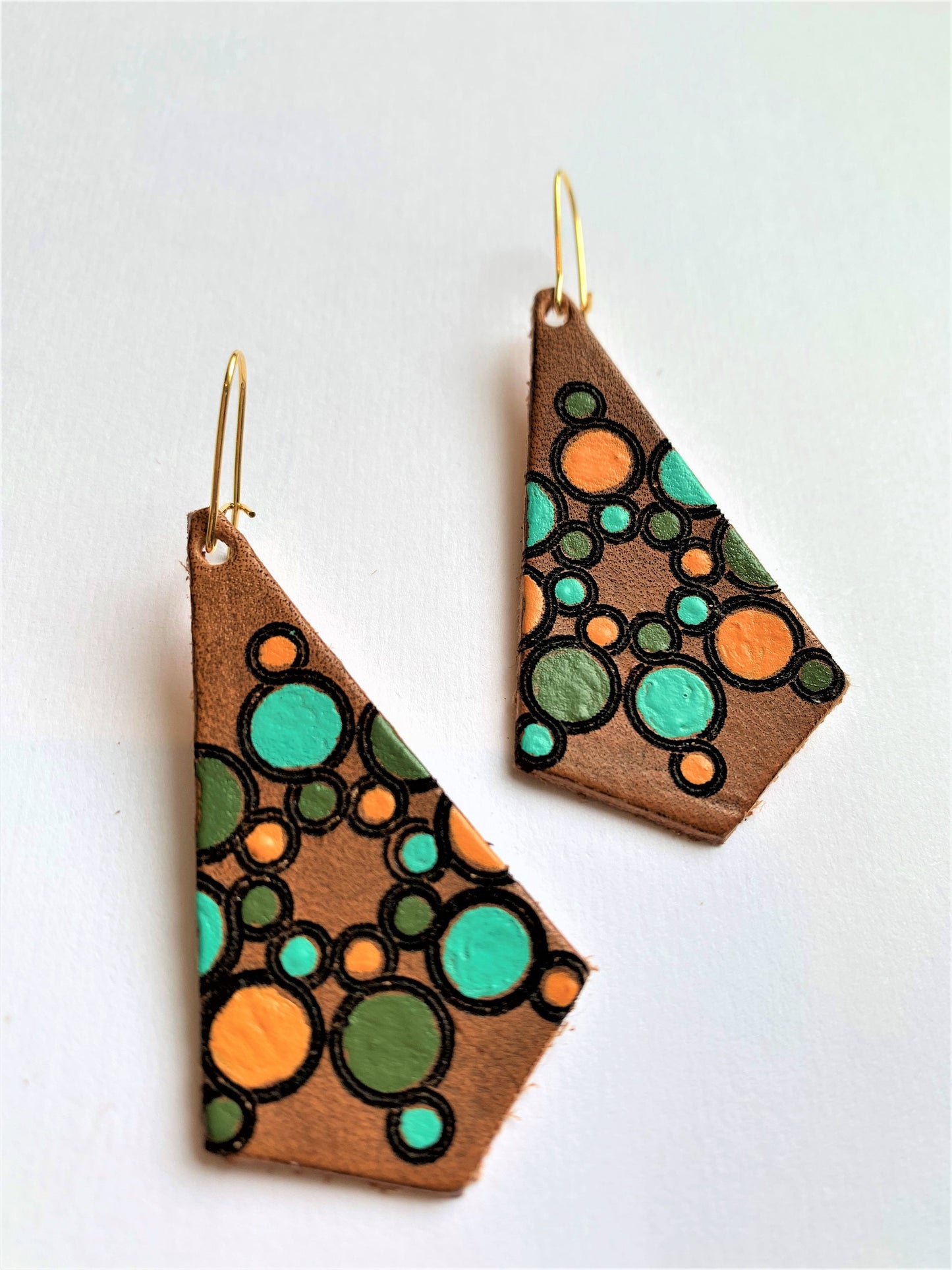 Geometric Circle Leather Earrings