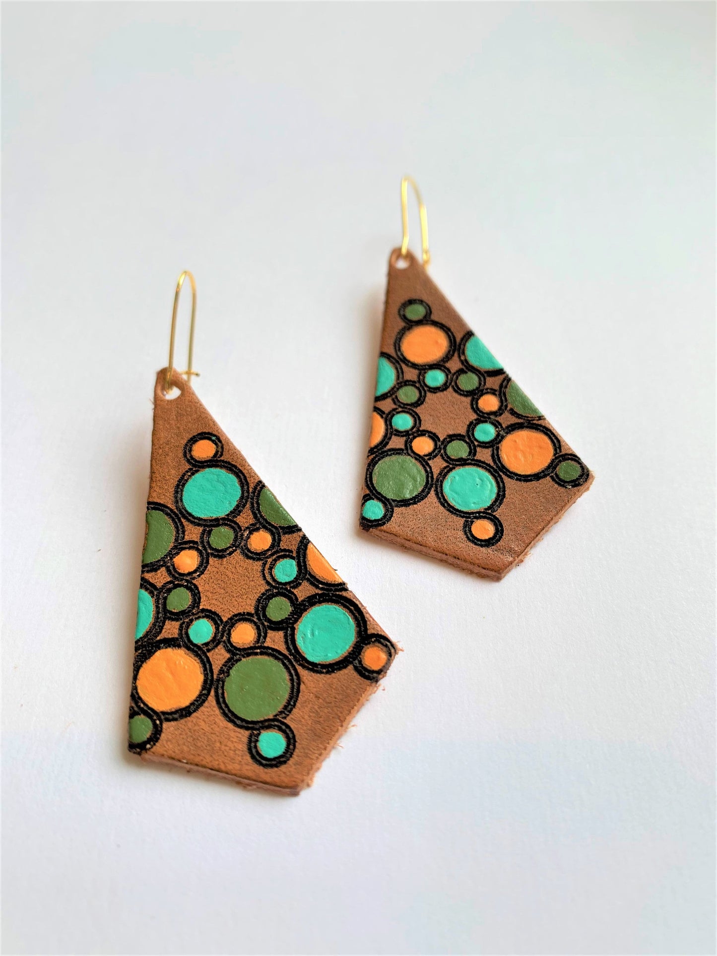 Geometric Circle Leather Earrings