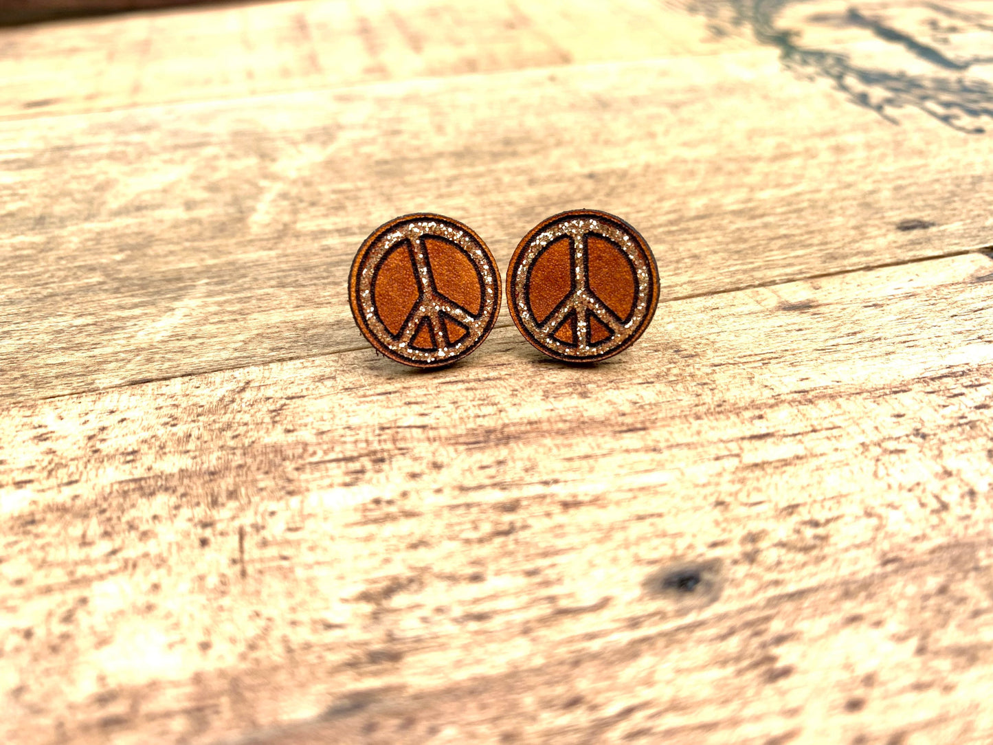 Peace Sign Stud Earrings