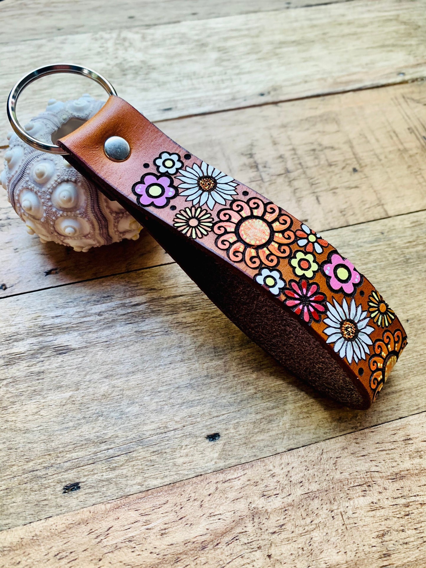 Vibrant Flower Key Ring