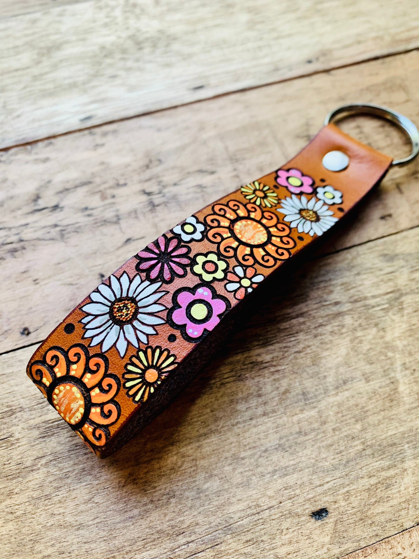 Vibrant Flower Key Ring