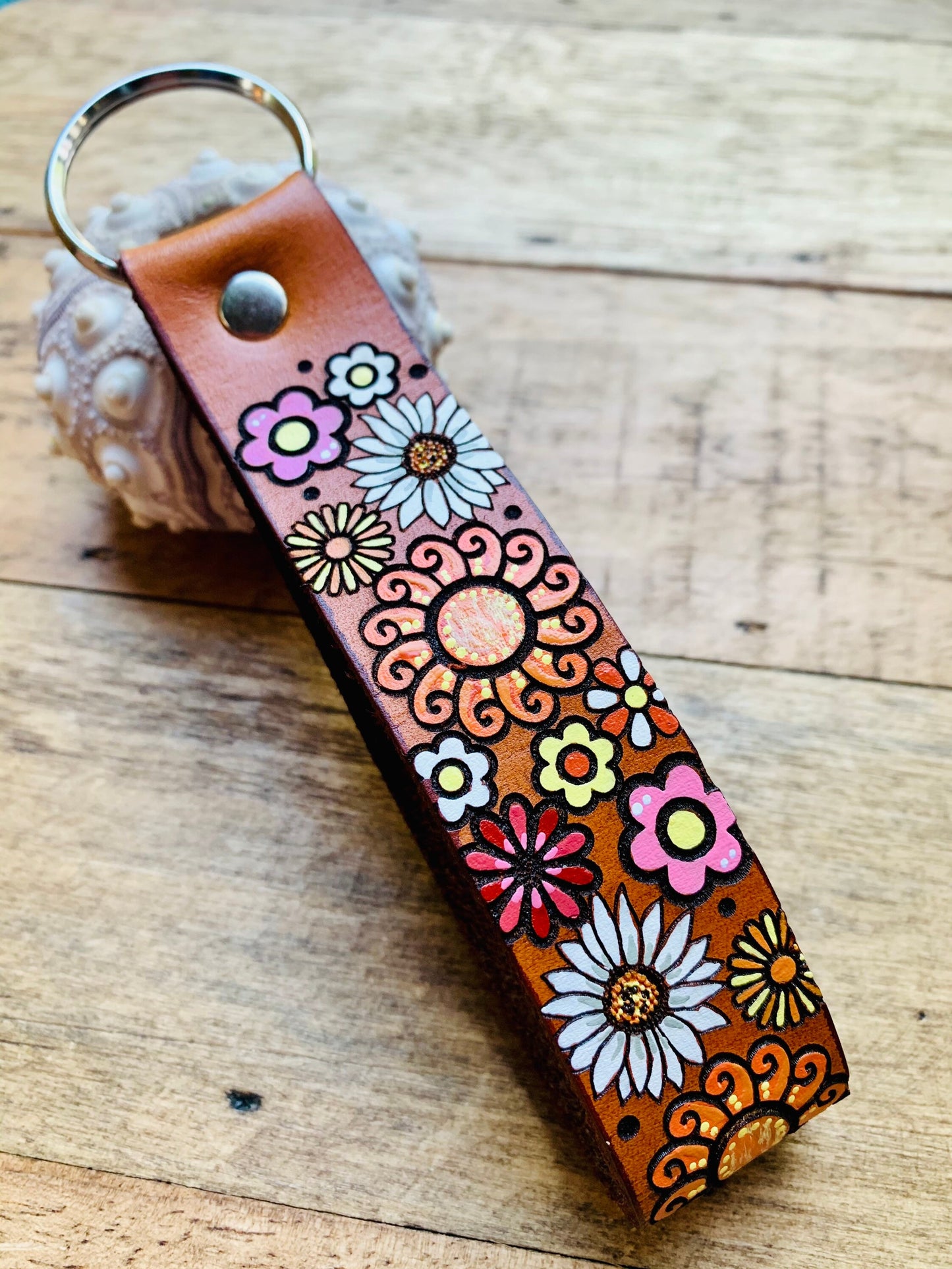 Vibrant Flower Key Ring