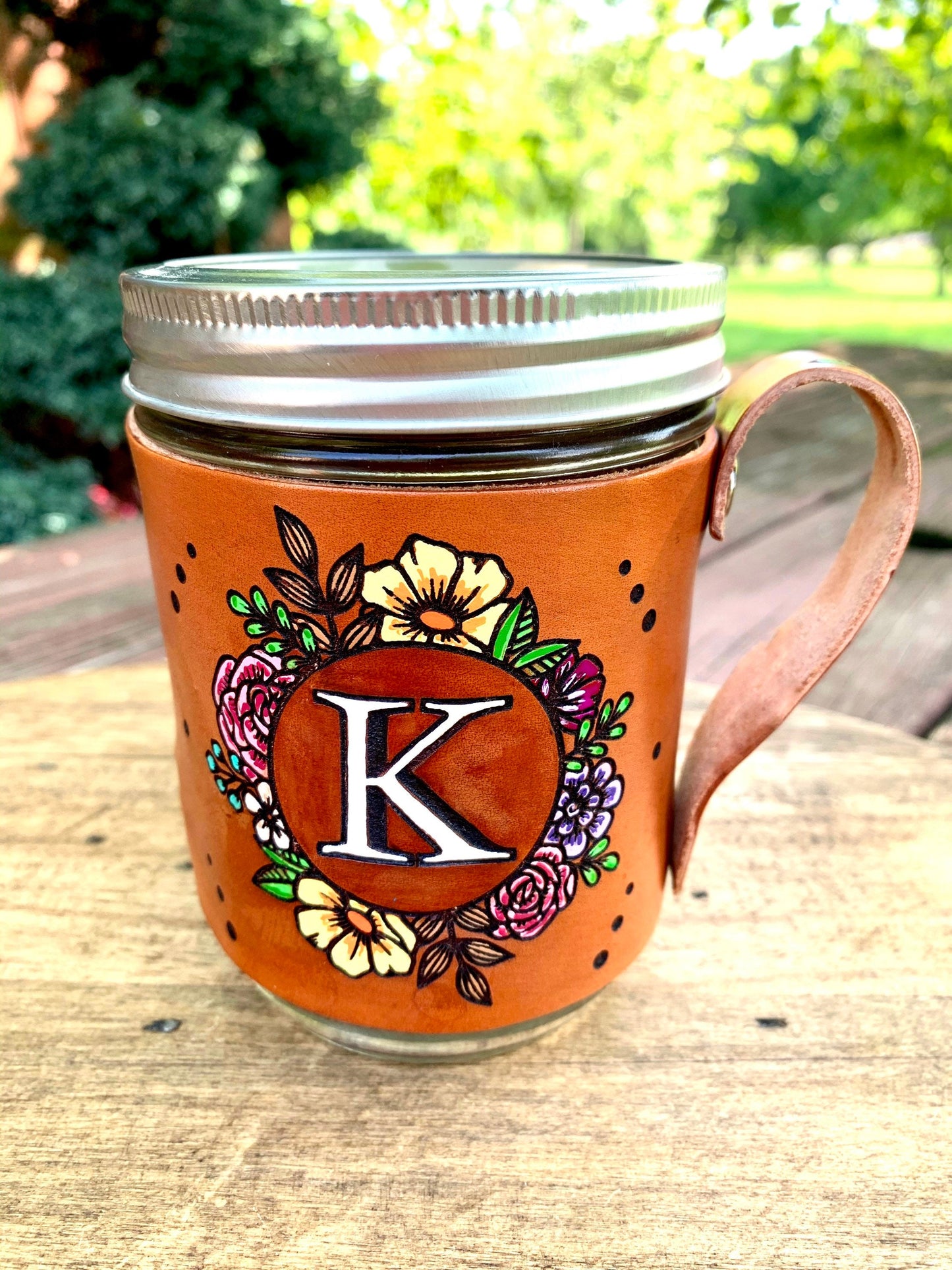 Hand-Painted Initials Monogram Mason Jar Wrap