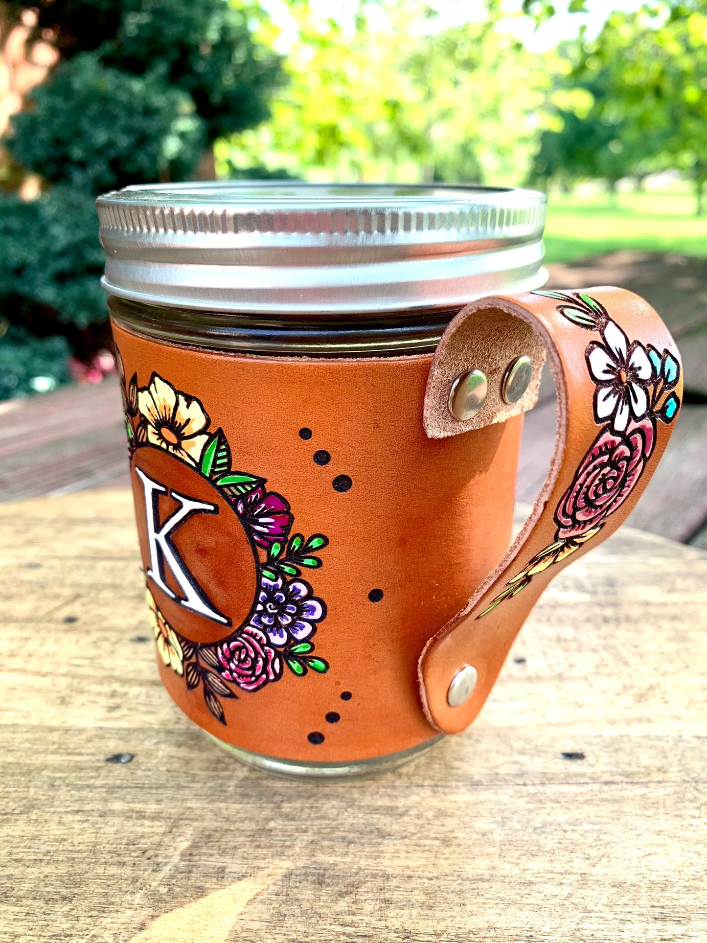 Hand-Painted Initials Monogram Mason Jar Wrap