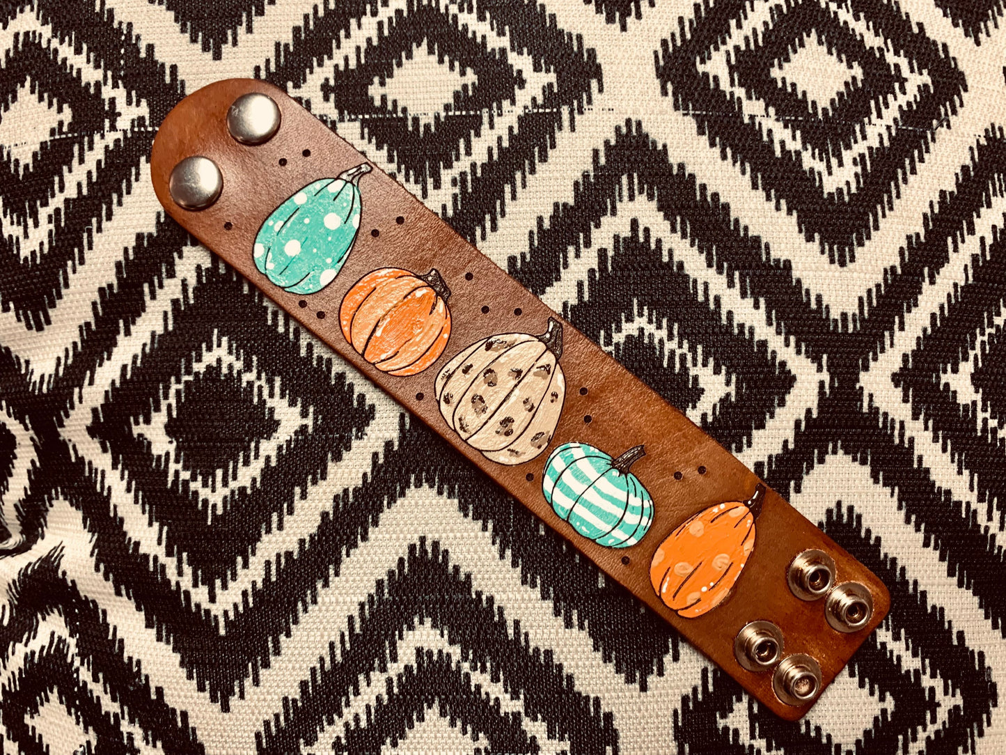 Fall Pumpkin Leather Cuff