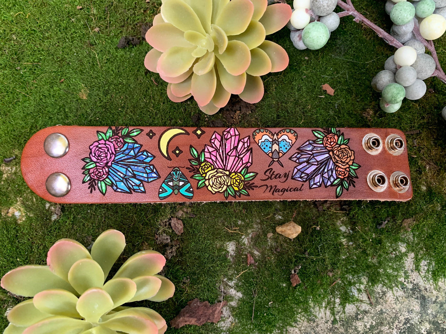 Crystal Magic Leather Cuff