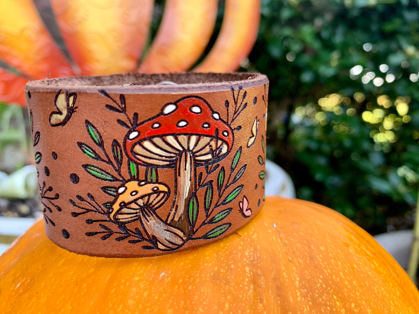 Mushroom Leather Cuff
