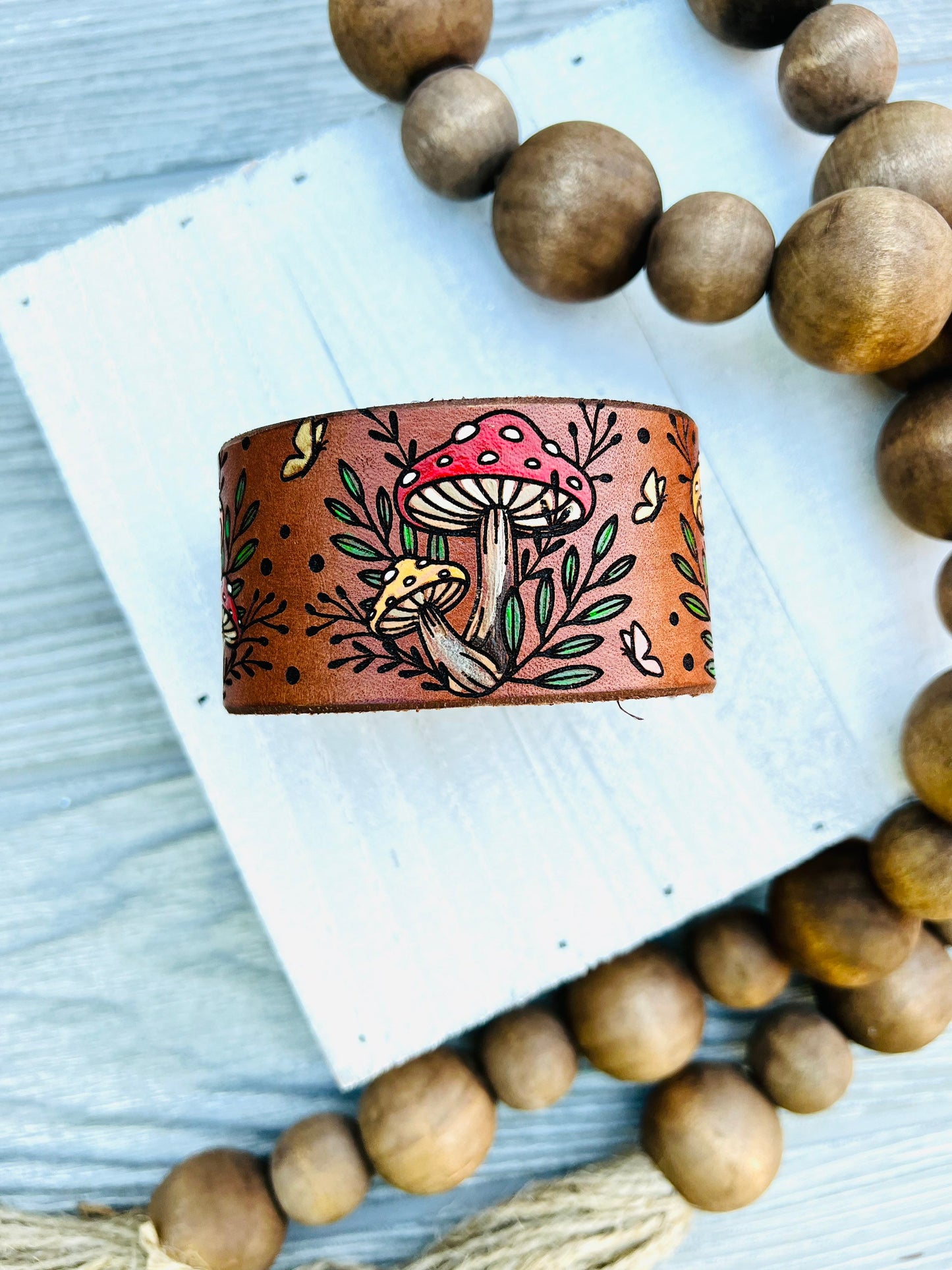 Mushroom Leather Cuff