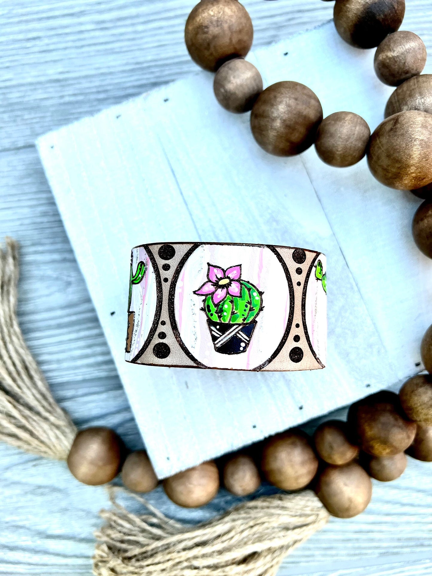 Desert Cactus Style Leather Cuff