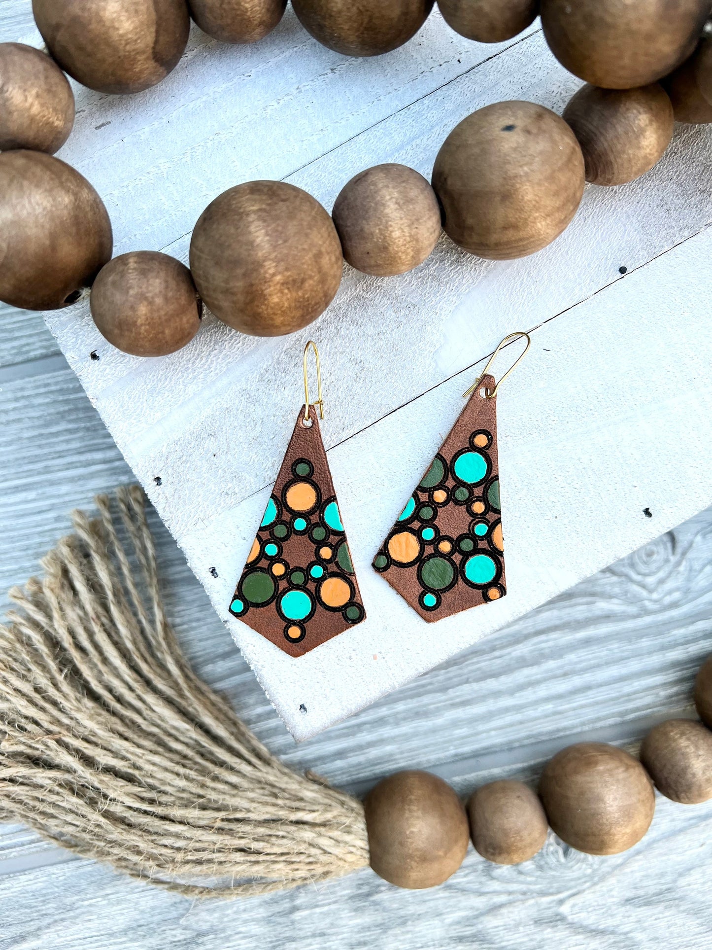 Geometric Circle Leather Earrings