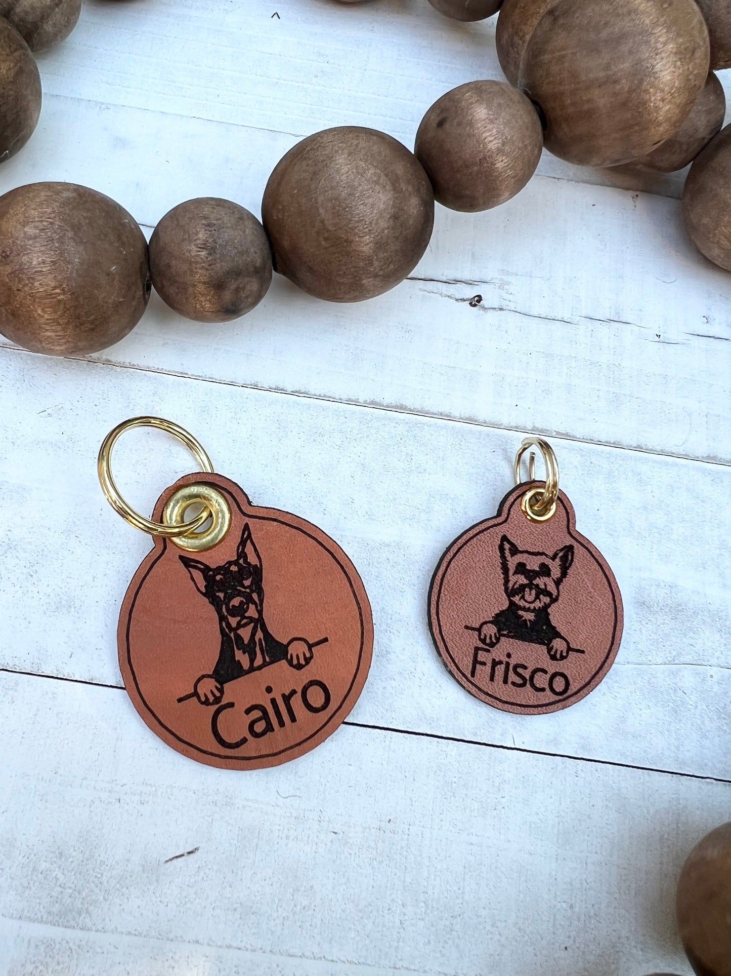 Leather Dog ID Collar Tags - Pet Breed Tag