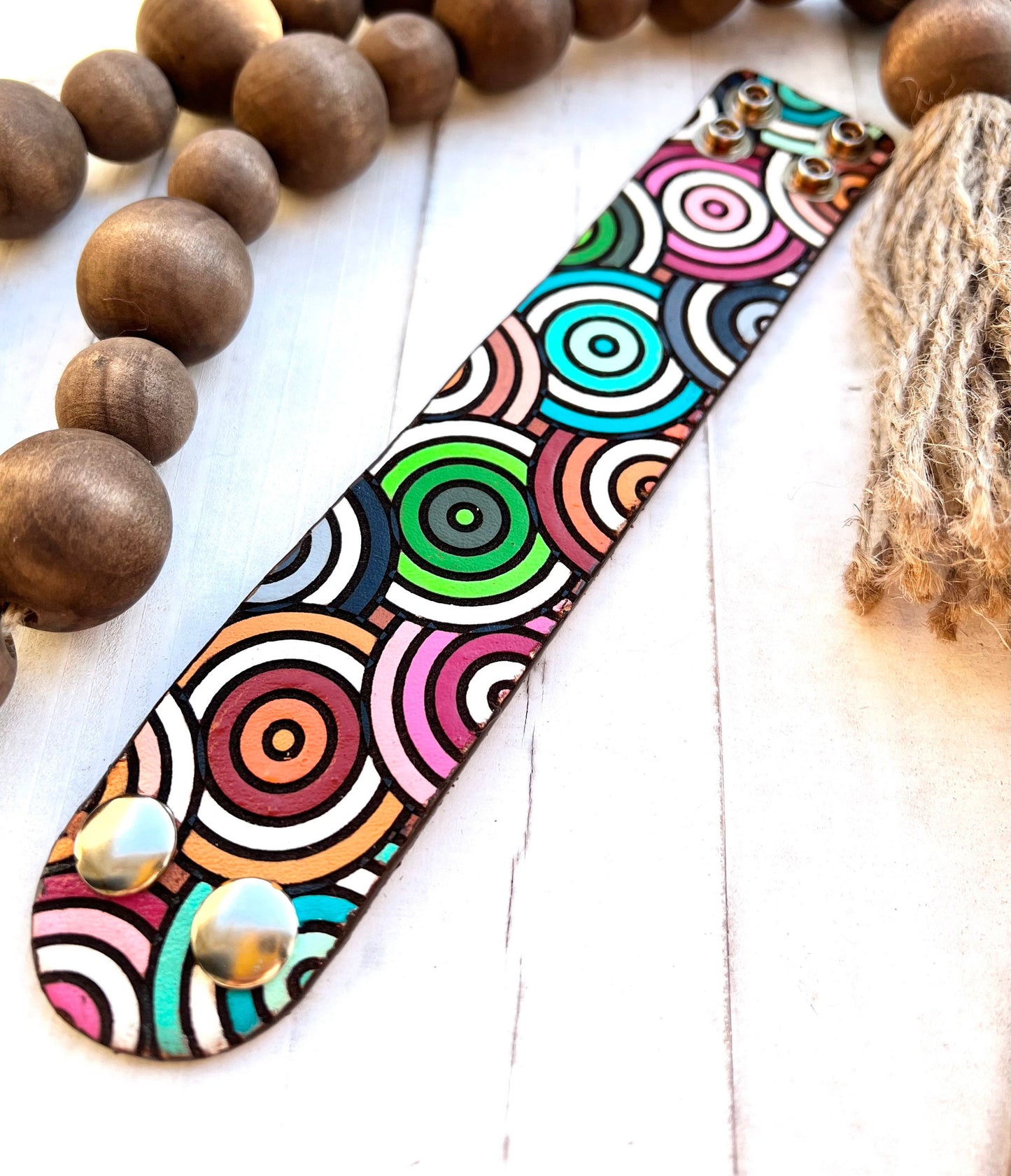 Geometric Bright Color Leather Cuff