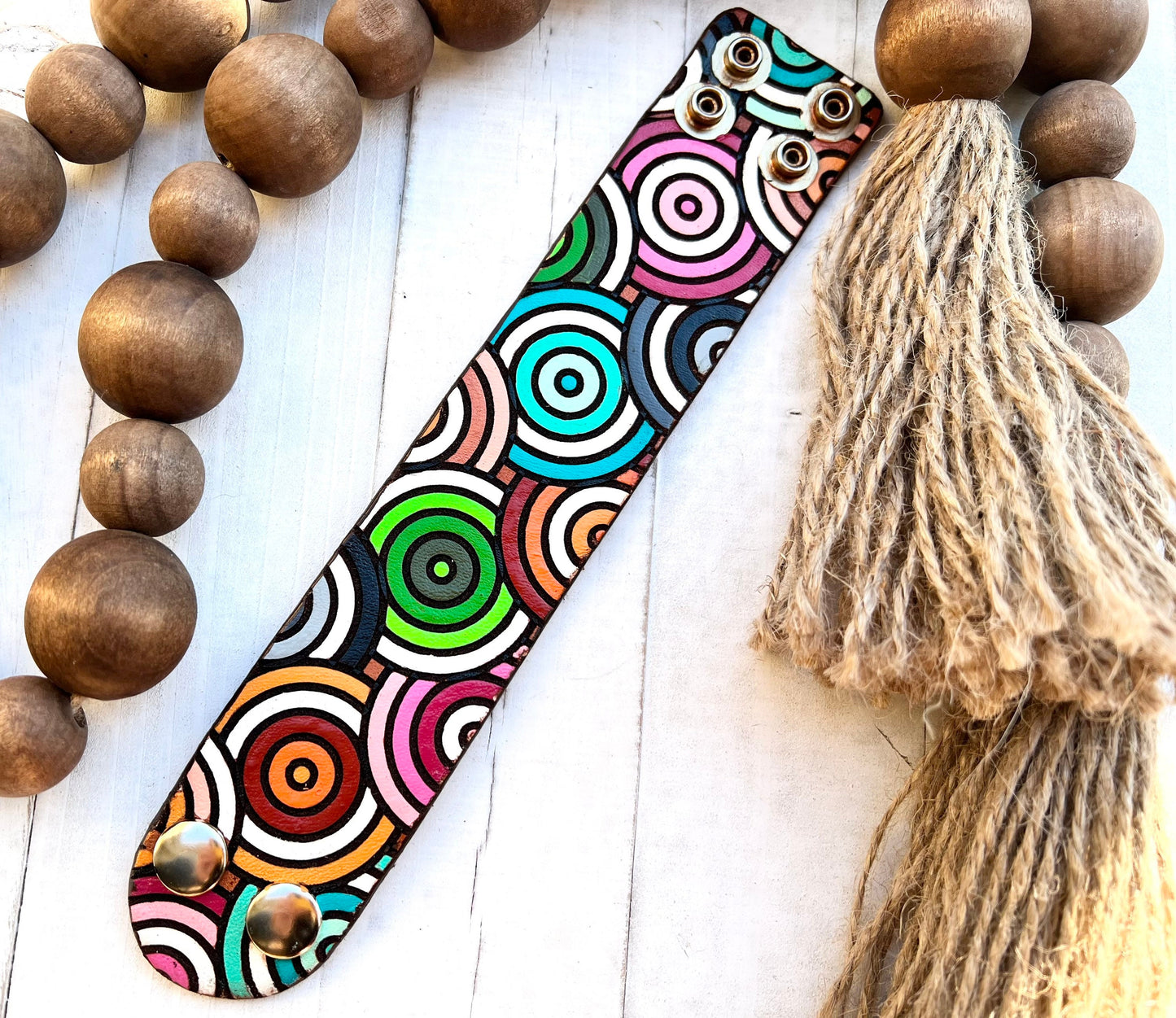 Geometric Bright Color Leather Cuff