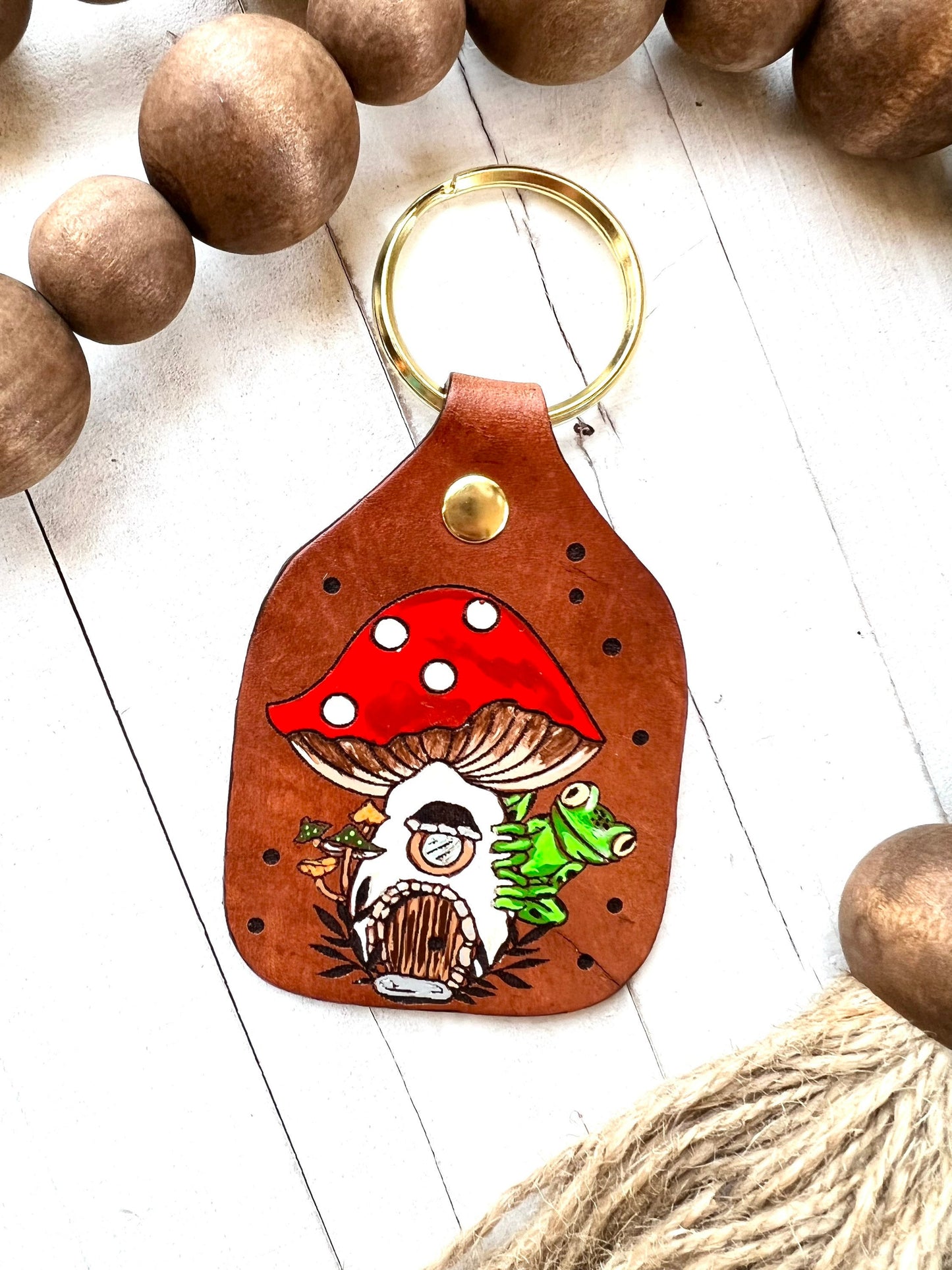 Frog and Mushroom House Key Ring