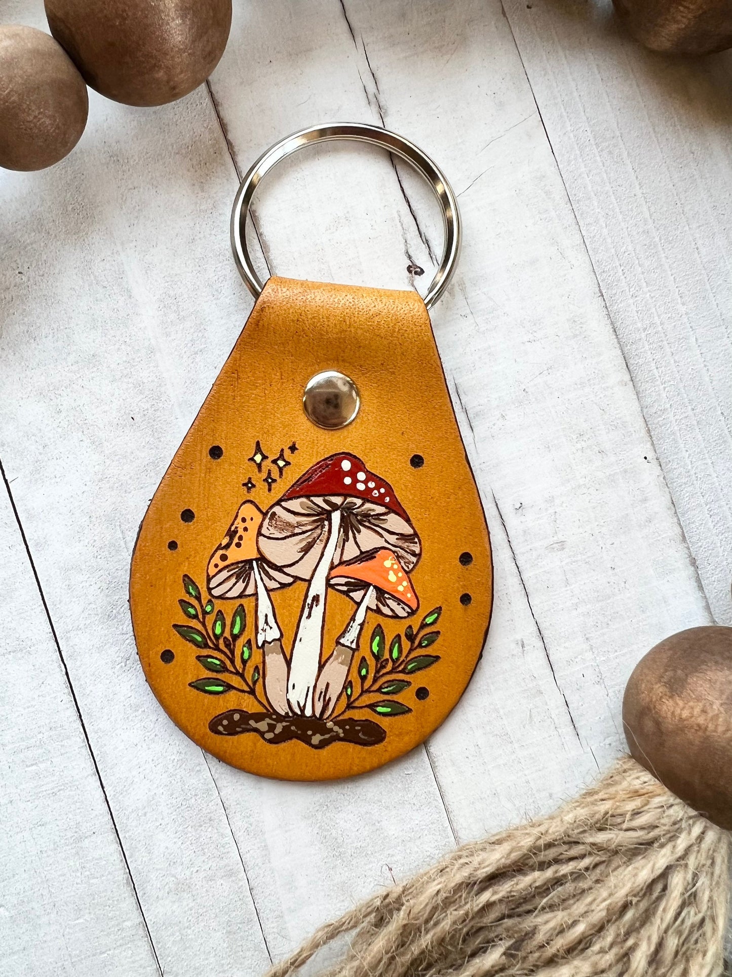 Retro Mushroom Key Ring