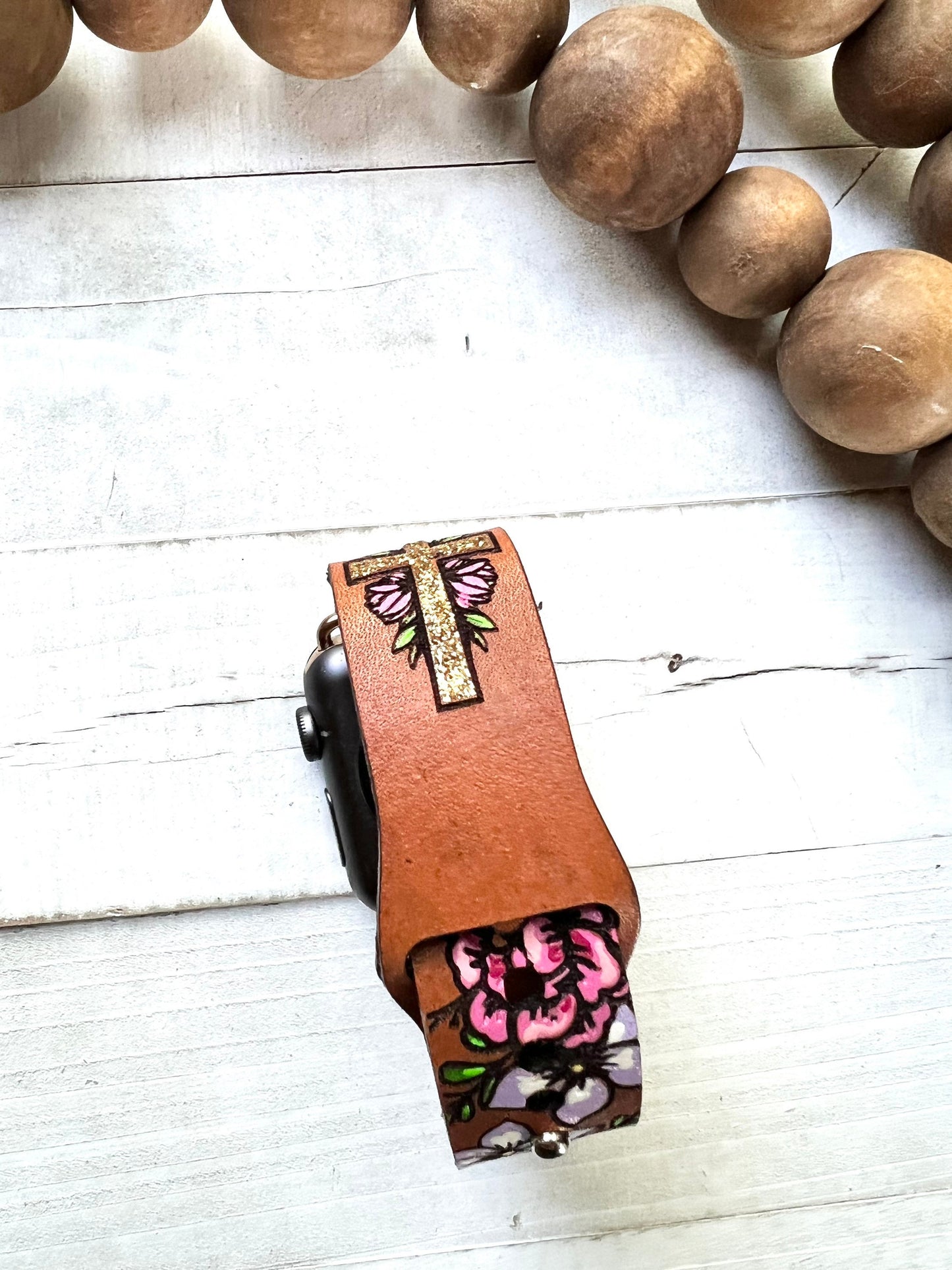 Religious Cross Leather Watch Band