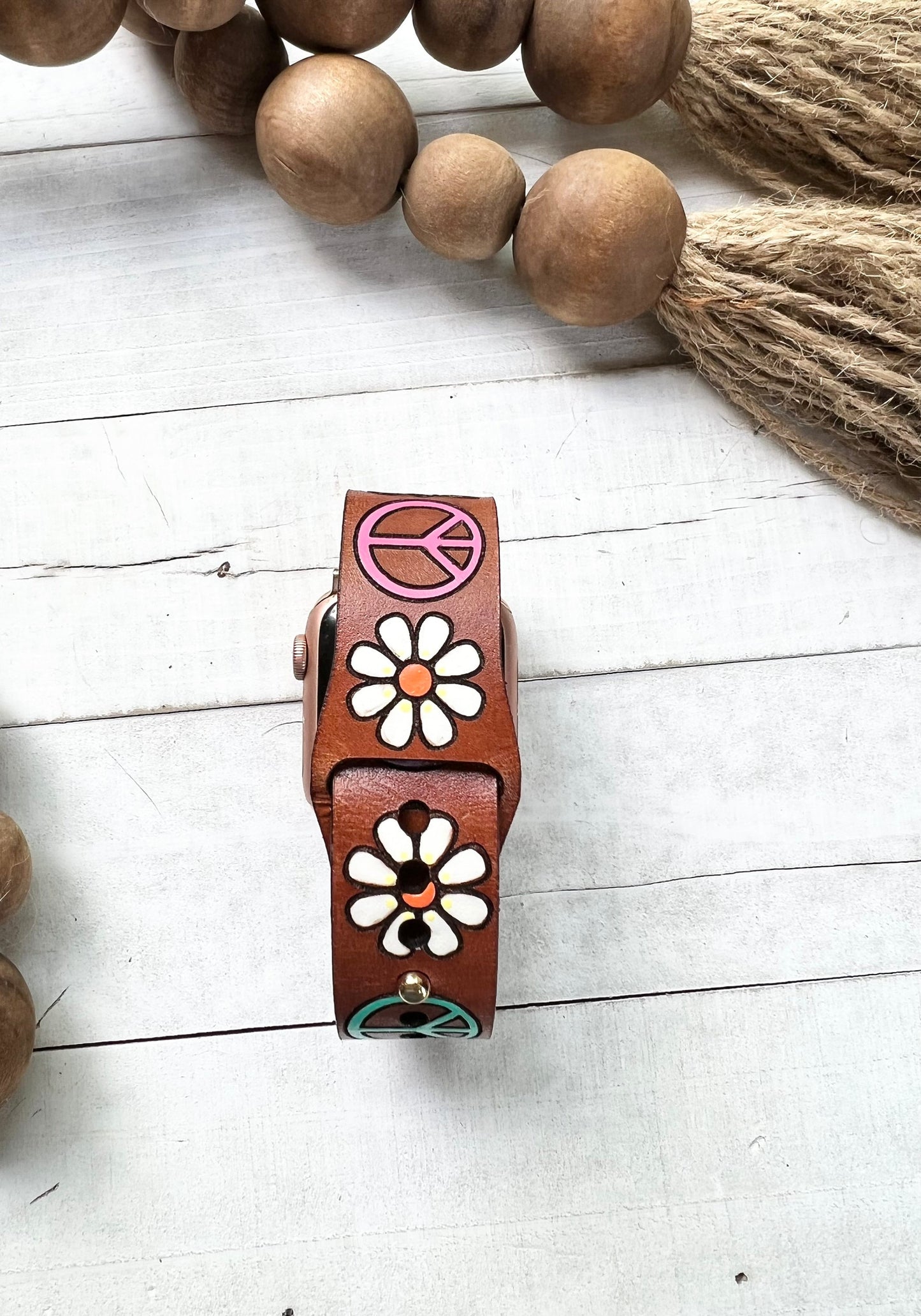 Peace Frog Mushroom Leather Smart Watch Band