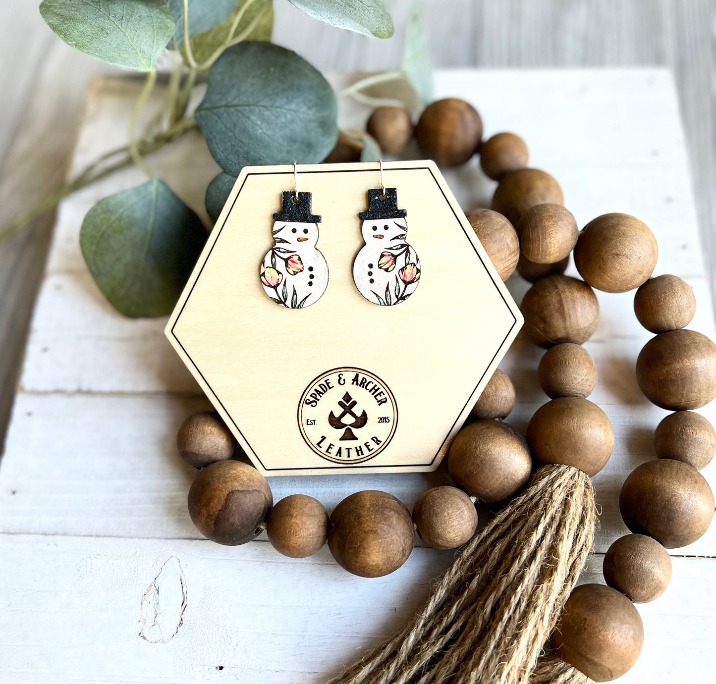 Floral Snowman Dangle Earrings