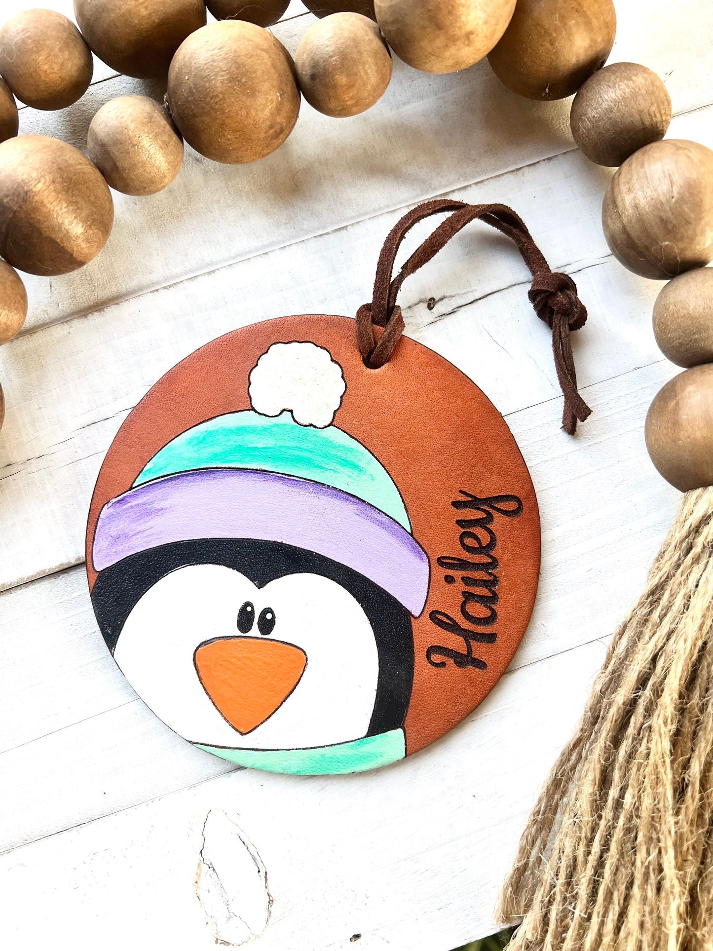 Leather Ornament Cute Penguin
