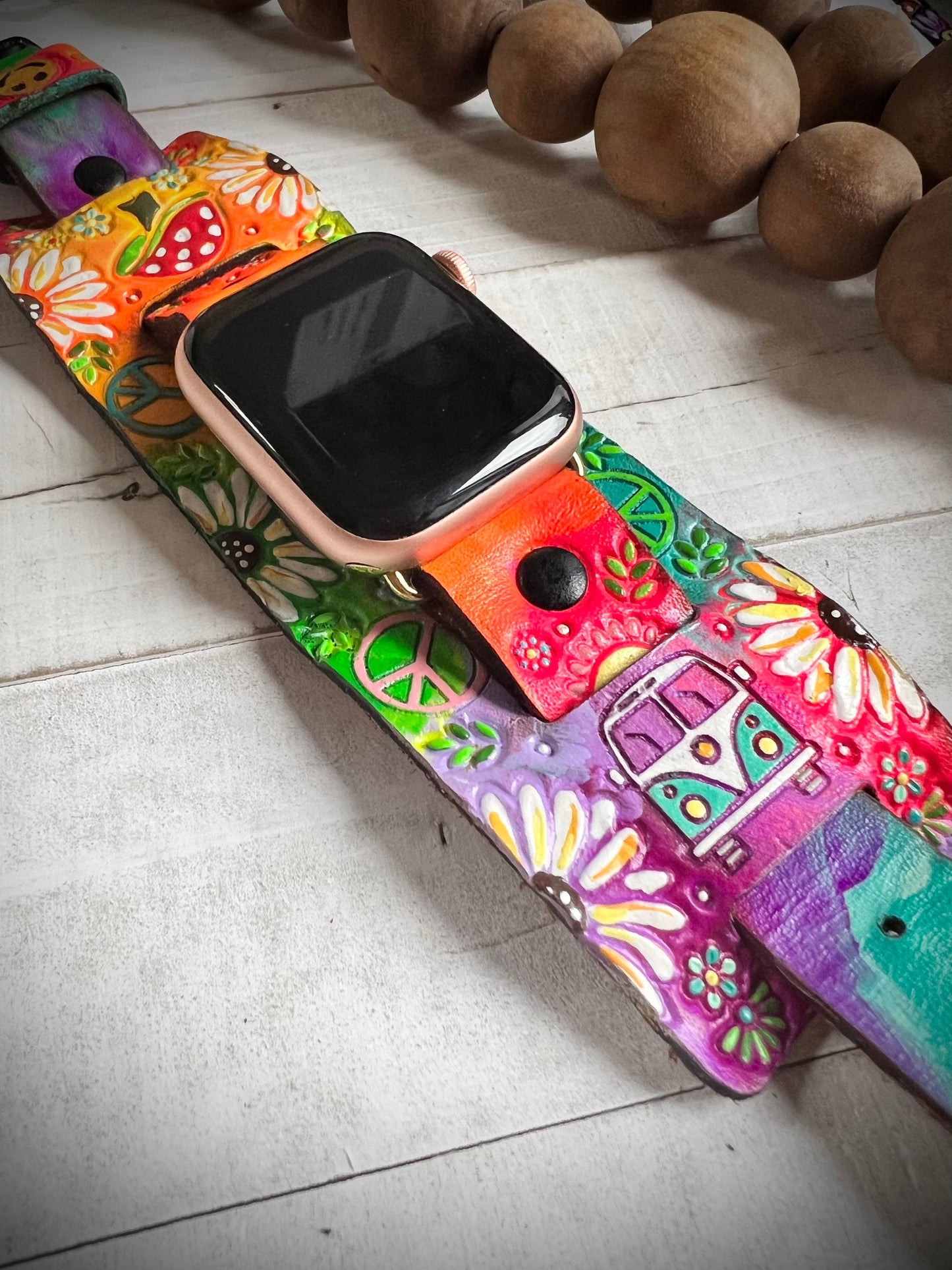 Tie-Dye Leather Hippie Smart Watch Band