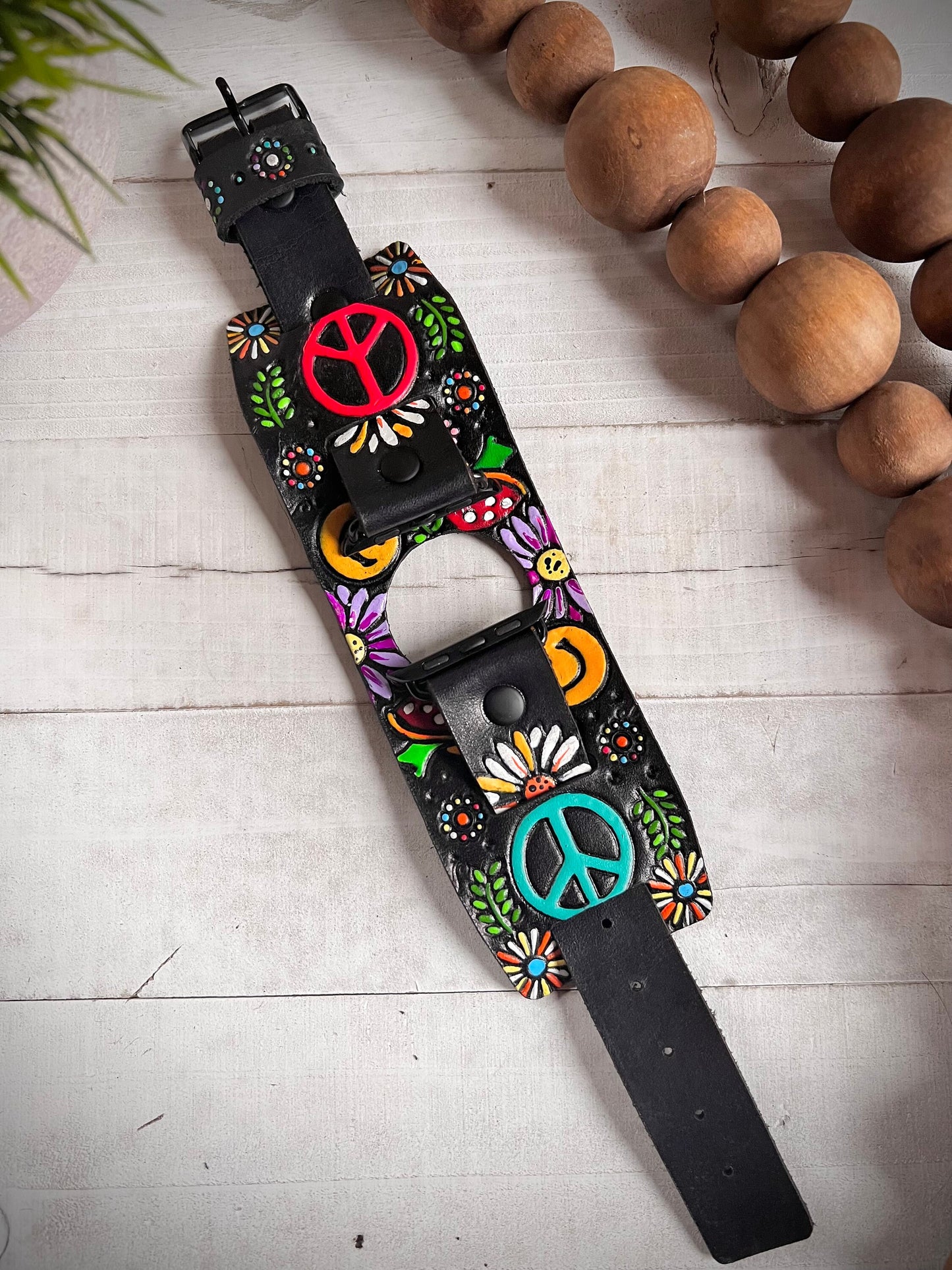 Wide Leather Hippie Smart Watch Band