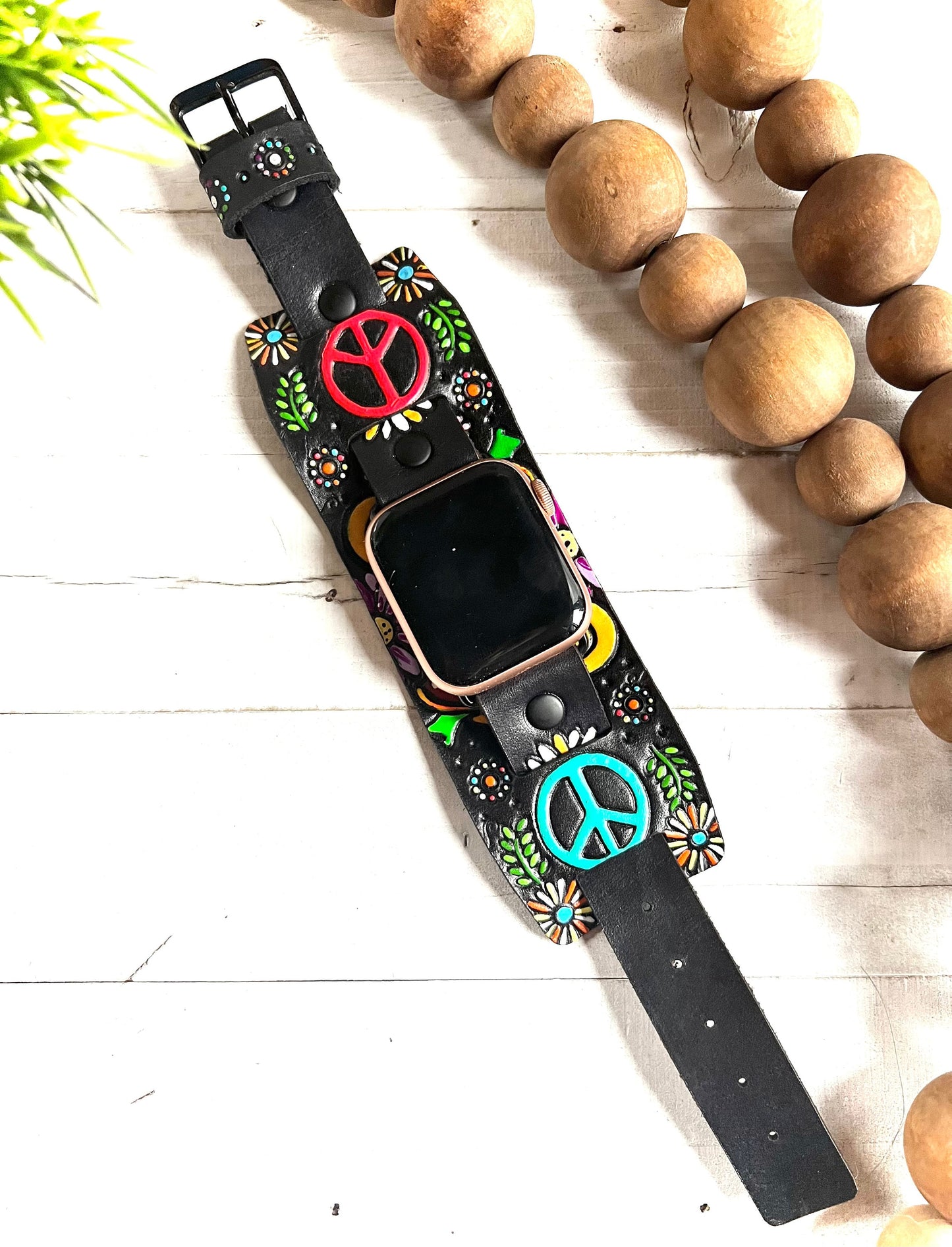 Wide Leather Hippie Smart Watch Band