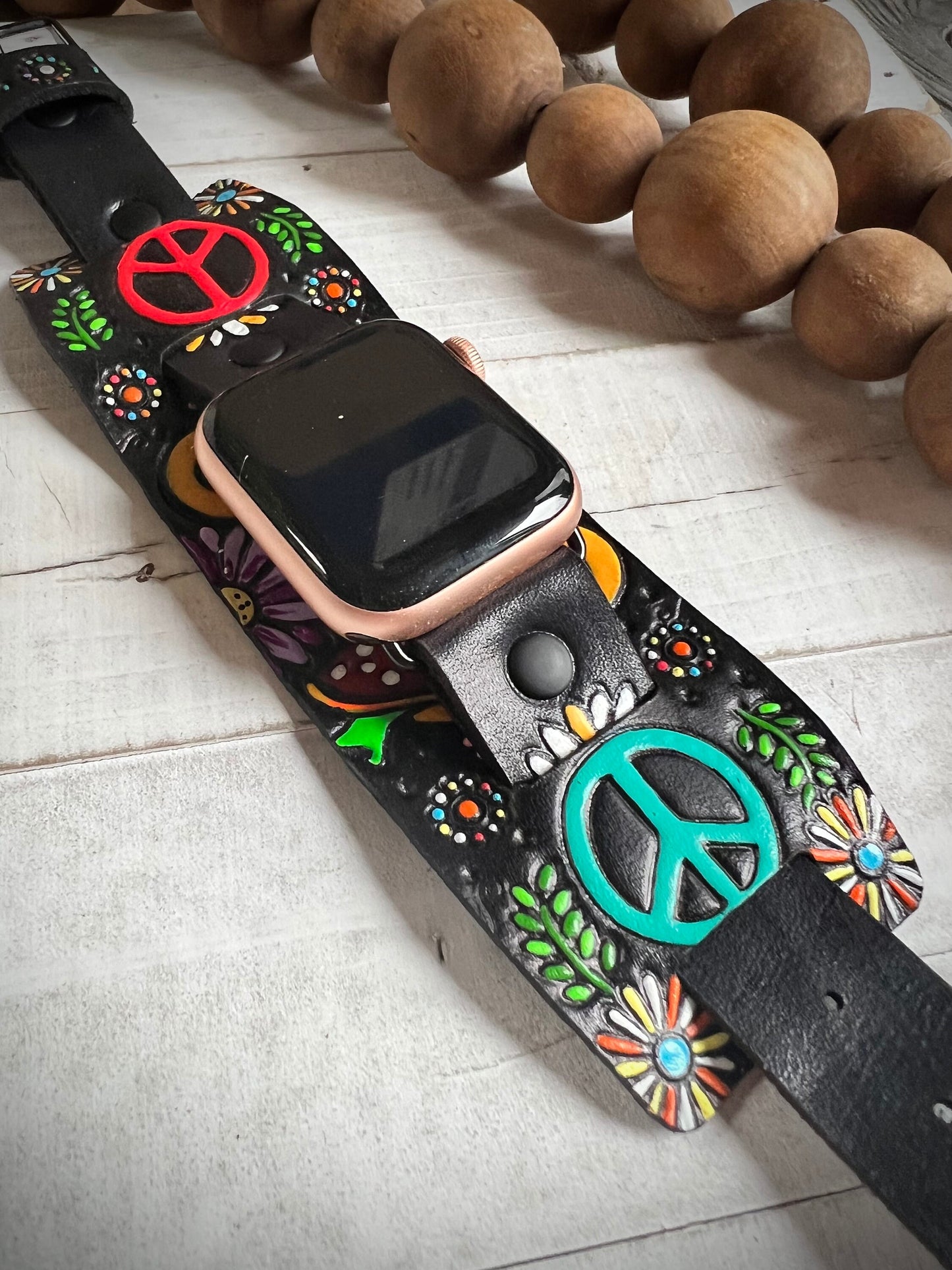 Wide Leather Hippie Smart Watch Band