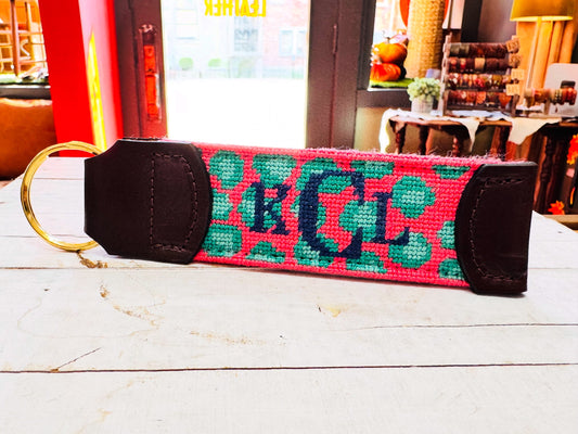 Needlepoint Flat Key Chain Finishing - Bridle Leather