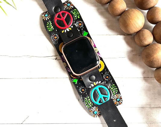 Sunflowers leather Smart watch band