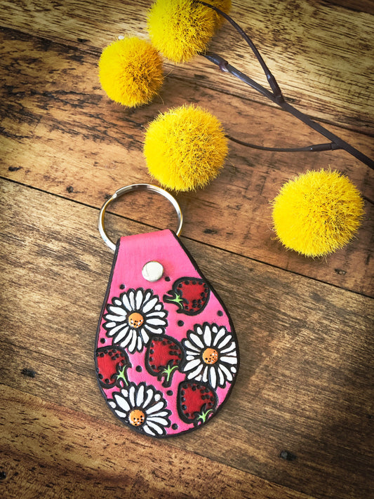 Fresh Flowers and Strawberries Key Ring