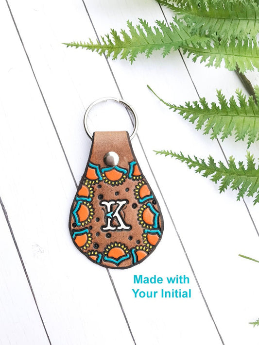 Beach Vibe Sunrise Leather Key Ring