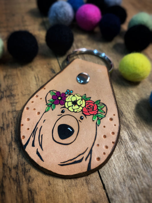 Hand-Painted Bear Key Ring
