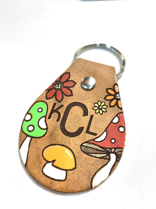 Retro Mushrooms Key Ring