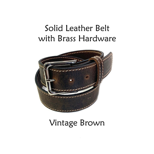 Vintage Brown Solid Leather Belt