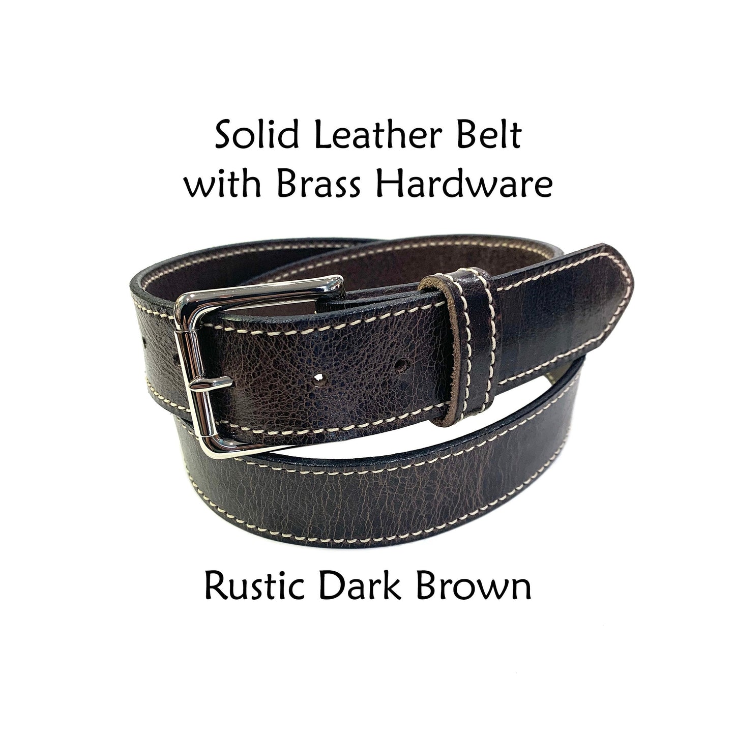 Rustic Dark Brown Leather Belt