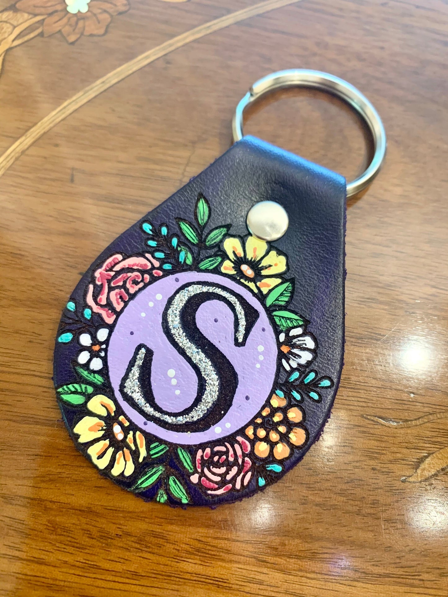 Monogram Floral Key Ring
