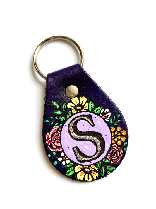 Monogram Floral Key Ring