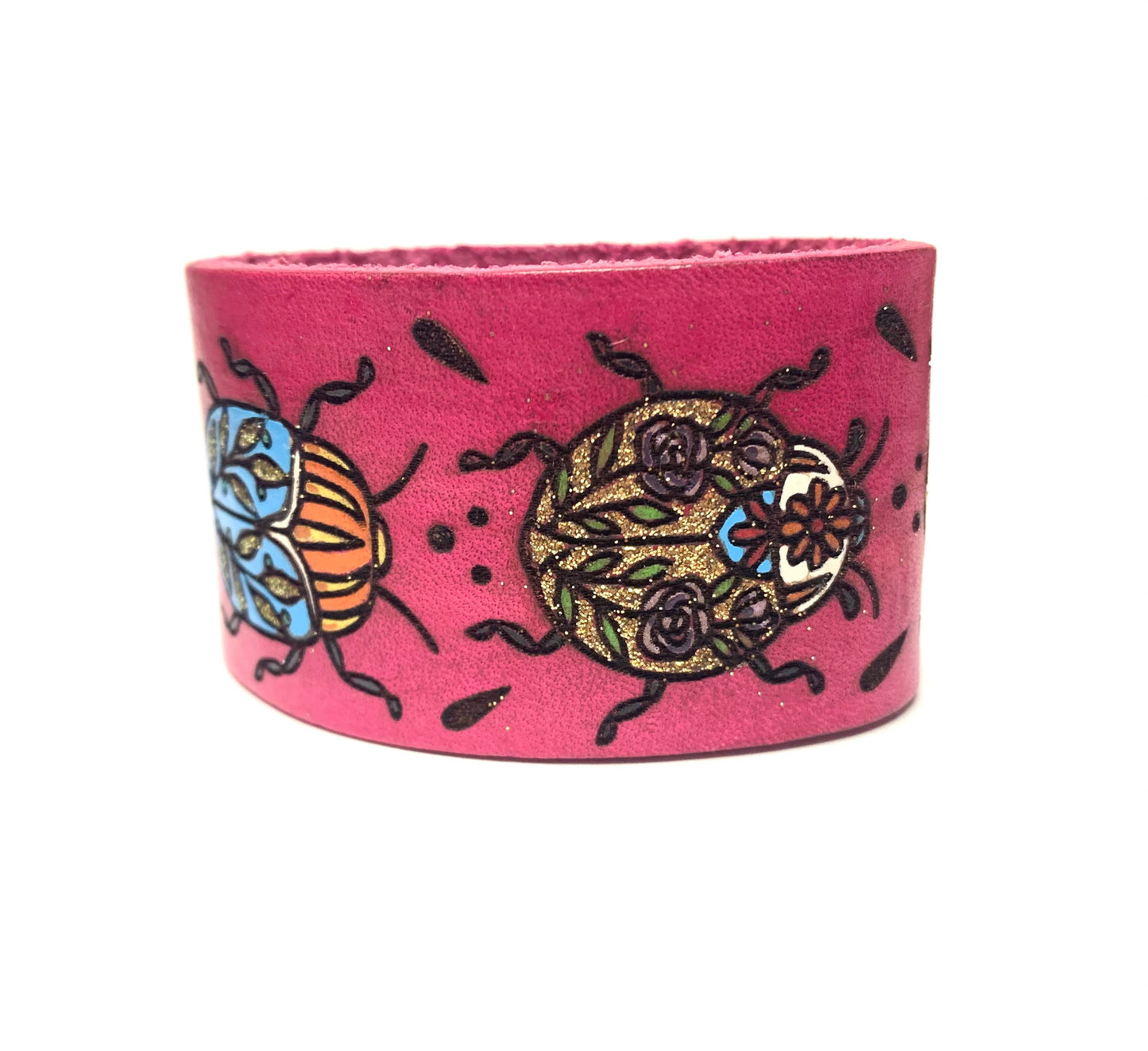 Colorful Beetles Style Leather Cuff