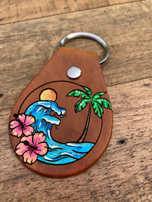 Beach Hawaiian Floral Key Ring