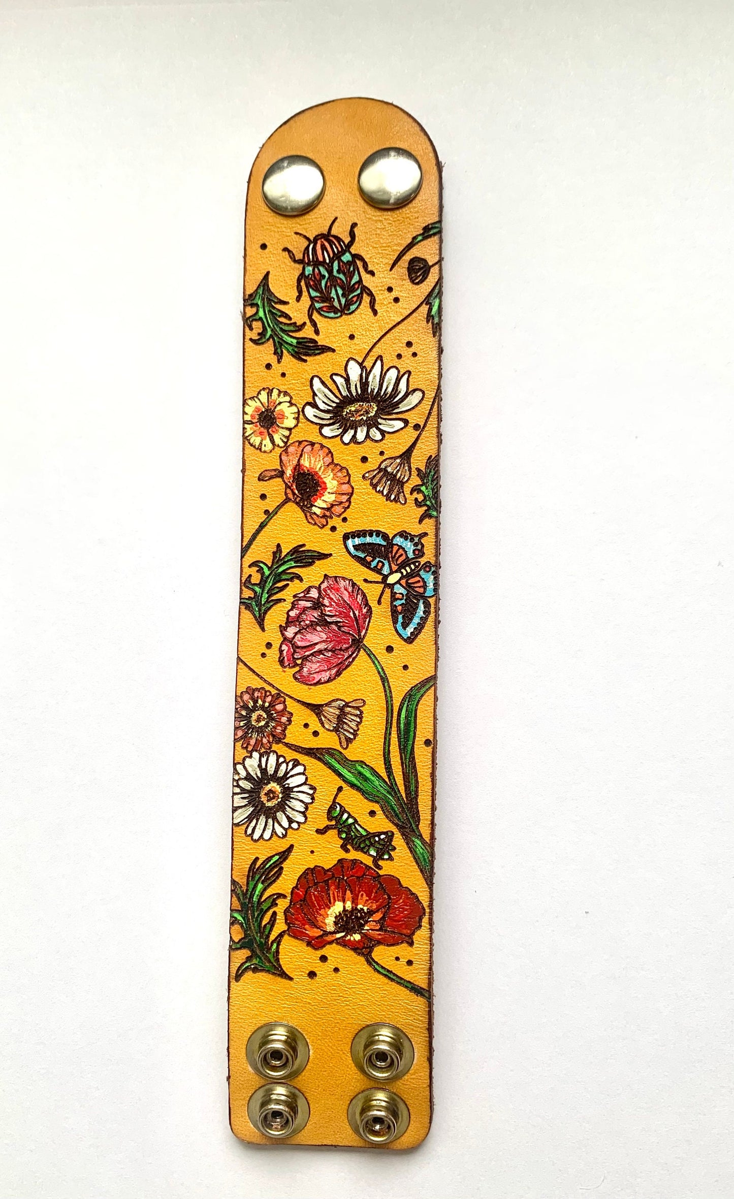 Botanical Style Leather Cuff